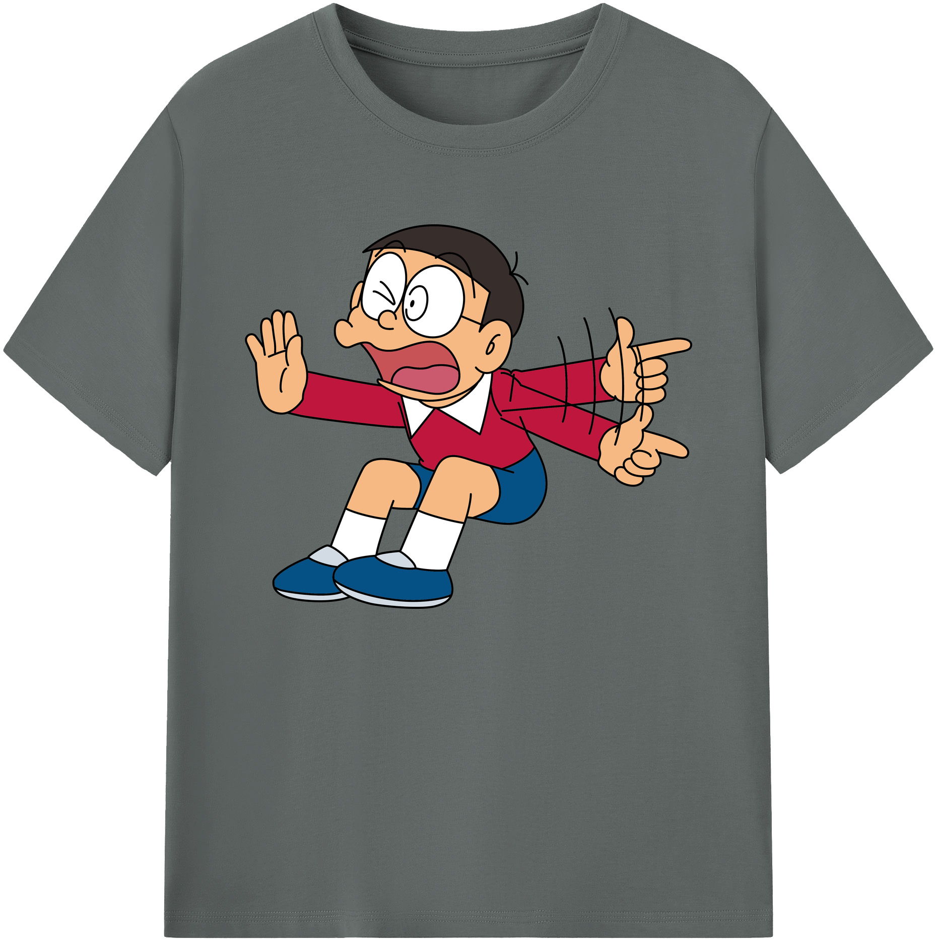 （画像用） ドラえもん 野比 のび太 Doraemon Nobita Nobi 綿100％ メンズ半袖Tシャツ｜肌触りやわらか＆通気性